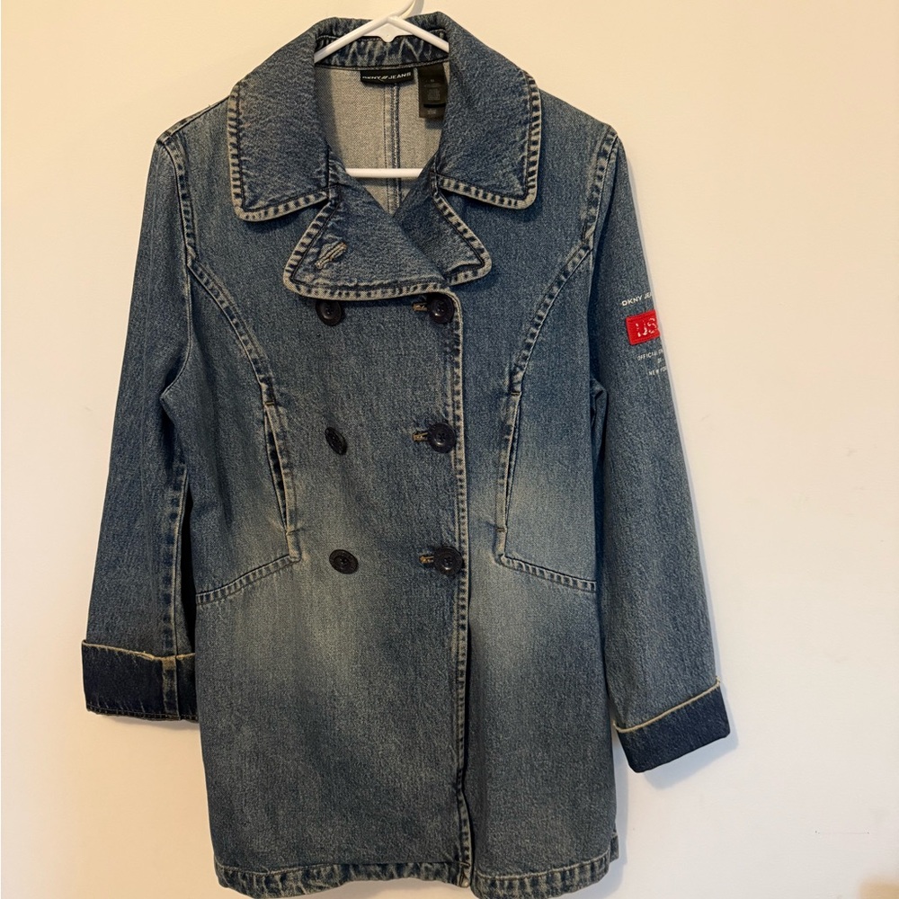 DKNY Blue Double-Breasted Jean Jacket